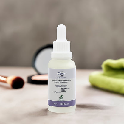 Clere - Collagen Booster Serum, Anti-Falten-Serum, Kollagenaufbau, Vegan, 30ml, für straffe und jugendliche Haut