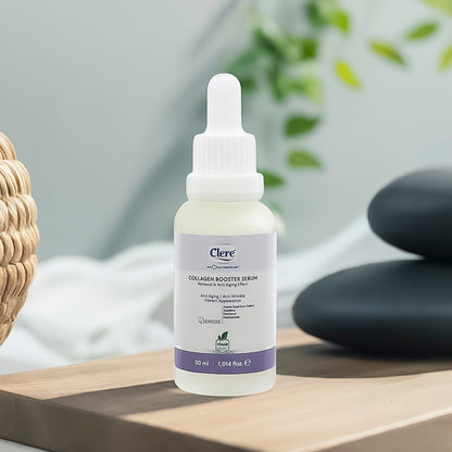 Clere - Collagen Booster Serum, Anti-Falten-Serum, Kollagenaufbau, Vegan, 30ml, für straffe und jugendliche Haut