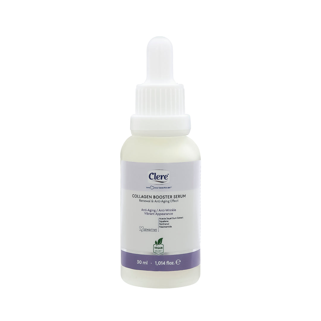 Clere - Collagen Booster Serum, Anti-Falten-Serum, Kollagenaufbau, Vegan, 30ml, für straffe und jugendliche Haut