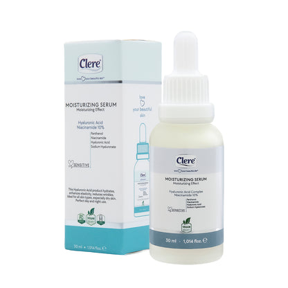 Clere Feuchtigkeitsserum mit Hyaluronsäure & Niacinamid 10% – Hydratation, Faltenreduktion und Hautelastizität für alle Hauttypen