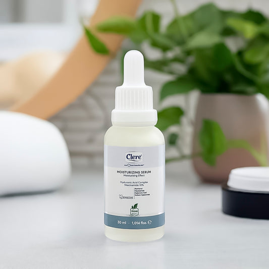 Clere Feuchtigkeitsserum mit Hyaluronsäure & Niacinamid 10% – Hydratation, Faltenreduktion und Hautelastizität für alle Hauttypen