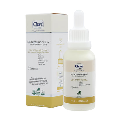 Clere Brightening Serum 30ml , Aufhellendes Anti-Aging Serum für strahlende Haut, Kollagen-stimulierend, vegan, ohne Alkohol und Parabene