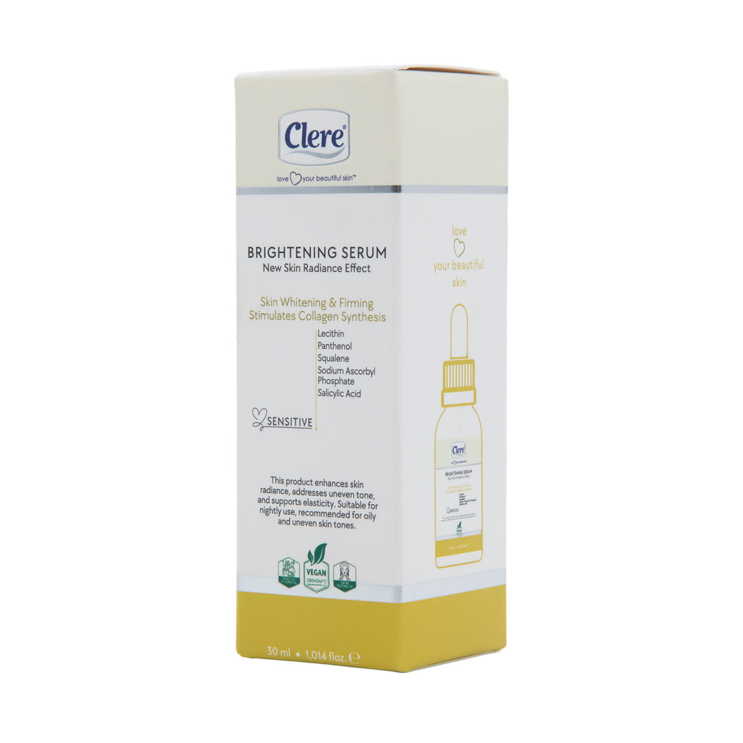 Clere Brightening Serum 30ml , Aufhellendes Anti-Aging Serum für strahlende Haut, Kollagen-stimulierend, vegan, ohne Alkohol und Parabene