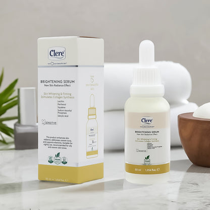 Clere Brightening Serum 30ml , Aufhellendes Anti-Aging Serum für strahlende Haut, Kollagen-stimulierend, vegan, ohne Alkohol und Parabene