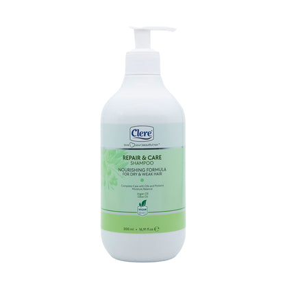 Clere Repair & Care Shampoo - Nährende Tiefenpflege mit Olivenöl & Arganöl für Geschmeidiges und Gesundes Haar - 500 ml