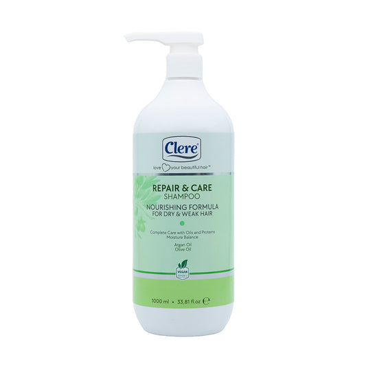 Clere Repair & Care Shampoo - Mit Nährendem Oliven- & Arganöl für Tiefenpflege und Glänzendes Haar - 1000 ml