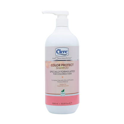 Clere Color Protect Shampoo, Farbschutz & Feuchtigkeit für coloriertes Haar, mit Jojobaöl & Süßmandelöl, 1000ml