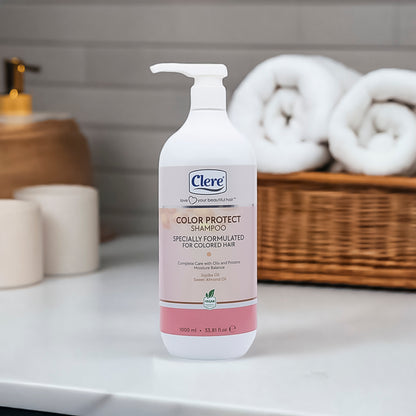 Clere Color Protect Shampoo, Farbschutz & Feuchtigkeit für coloriertes Haar, mit Jojobaöl & Süßmandelöl, 1000ml