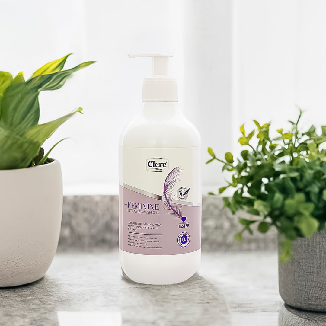 Clere Feminine Intimwaschgel 500ml, Sanfte Intimpflege für Frauen, Vegan, frei von Parabenen & Silikonen, ideal für empfindliche Haut