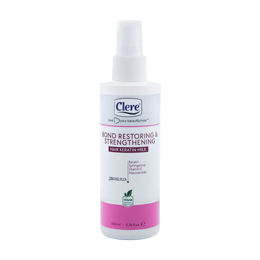 Clere Bond Restore & Feuchtigkeitsspendende Haar-Keratin-Milch 200ml, Stärkt & pflegt strapaziertes Haar, vegan, mit Keratin, Sphinganine, Vitamin E & Niacinamide, für alle Haartypen