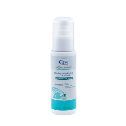 Clere Bond Restoring & Hydrating Hair Keratin Serum, Biotin, Aminosäurenkomplex, Vegan, 70ml, Intensive Pflege für geschädigtes Haar, alle Haartypen