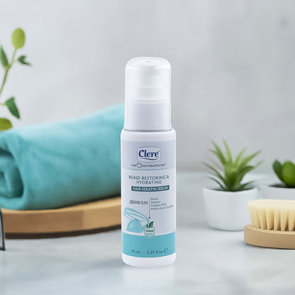 Clere Bond Restoring & Hydrating Hair Keratin Serum, Biotin, Aminosäurenkomplex, Vegan, 70ml, Intensive Pflege für geschädigtes Haar, alle Haartypen