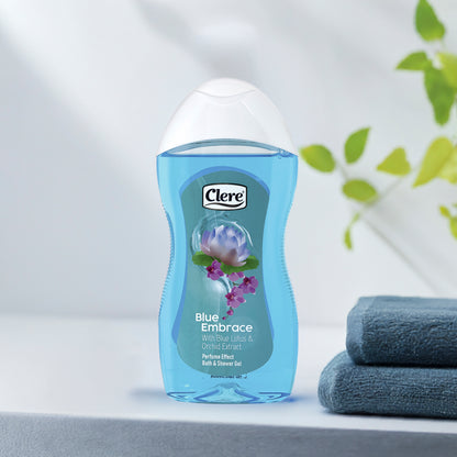Clere Blue Embrace Duschgel 300ml – Vegan, Parabenfrei, Silikonfrei, mit blauem Lotus und Orchideenextrakt für ein luxuriöses Badeerlebnis