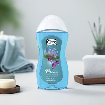 Clere Blue Embrace Duschgel 300ml – Vegan, Parabenfrei, Silikonfrei, mit blauem Lotus und Orchideenextrakt für ein luxuriöses Badeerlebnis