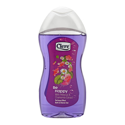 Clere Be Happy Duschgel 300ml – Vegan, parabenfrei, mit natürlichen Hibiskus- und Kamillenextrakten für eine sanfte Reinigung und erfrischenden Blumenduft