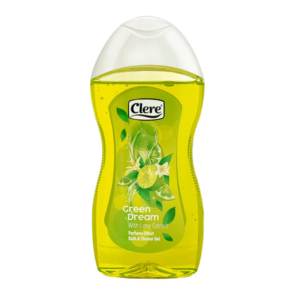 Clere Green Dream Duschgel - 300ml, vegan, parabenfrei, mit erfrischendem Limettenextrakt für eine sanfte Reinigung und langanhaltenden Zitrusduft