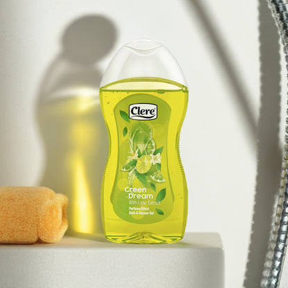 Clere Green Dream Duschgel - 300ml, vegan, parabenfrei, mit erfrischendem Limettenextrakt für eine sanfte Reinigung und langanhaltenden Zitrusduft