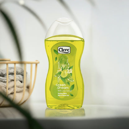 Clere Green Dream Duschgel - 300ml, vegan, parabenfrei, mit erfrischendem Limettenextrakt für eine sanfte Reinigung und langanhaltenden Zitrusduft