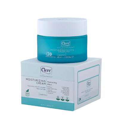 Clere Feuchtigkeitscreme für empfindliche Haut, Mit Hyaluronsäure, Niacinamid & Jojobaöl, 40 ml, vegan, Anti-Aging, für alle Hauttypen