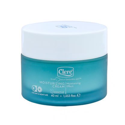 Clere Feuchtigkeitscreme für empfindliche Haut, Mit Hyaluronsäure, Niacinamid & Jojobaöl, 40 ml, vegan, Anti-Aging, für alle Hauttypen