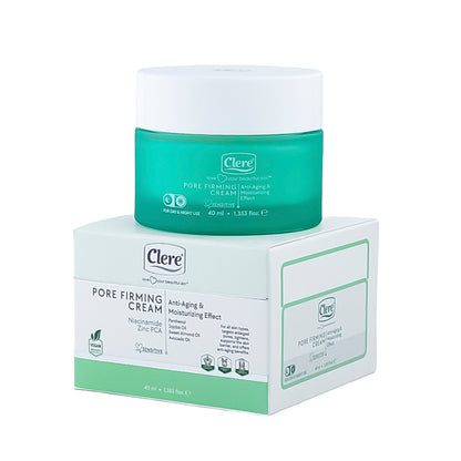 Clere Pore Firming Cream, 40 ml, Anti-Aging & Feuchtigkeitspflege für strahlende Haut, vegan, für alle Hauttypen, Porenstraffung