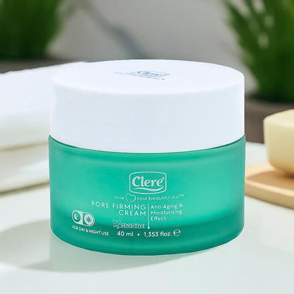 Clere Pore Firming Cream, 40 ml, Anti-Aging & Feuchtigkeitspflege für strahlende Haut, vegan, für alle Hauttypen, Porenstraffung