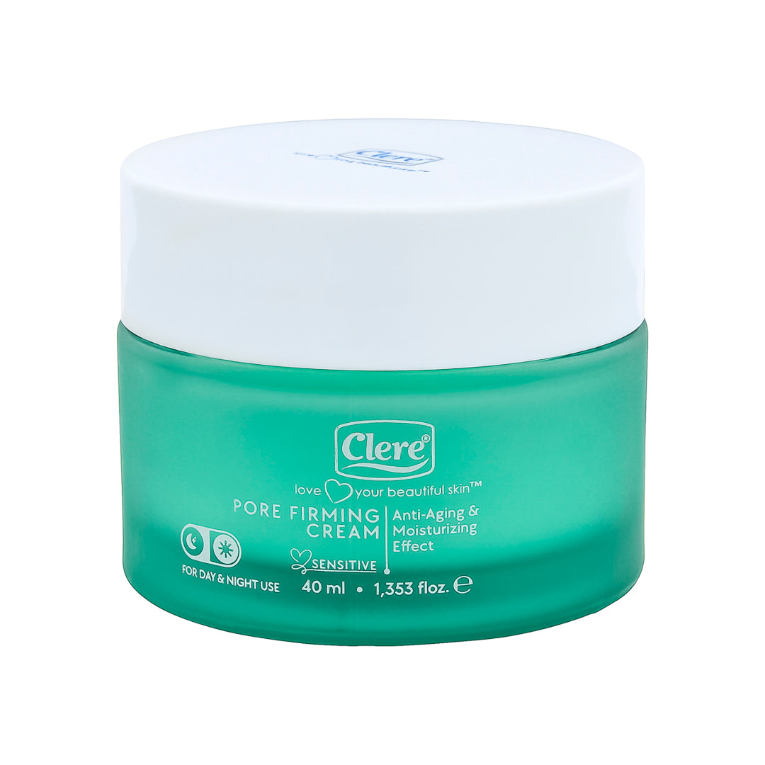 Clere Pore Firming Cream, 40 ml, Anti-Aging & Feuchtigkeitspflege für strahlende Haut, vegan, für alle Hauttypen, Porenstraffung