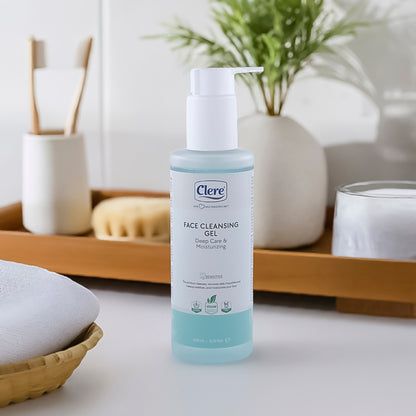 Clere Gesicht Reinigungsgel, Tiefe Pflege, feuchtigkeitsspendend, vegan & cruelty-free, für sensible Haut, 200 ml