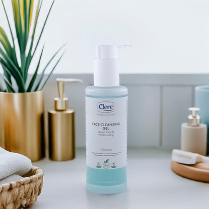 Clere Gesicht Reinigungsgel, Tiefe Pflege, feuchtigkeitsspendend, vegan & cruelty-free, für sensible Haut, 200 ml