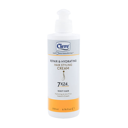Clere Hair Styling Cream, Reparatur, Glanz & Pflege für glattes Haar, Leave-in Anti-Frizz Cream mit Granatapfelextrakt und Sheabutter, 200ml
